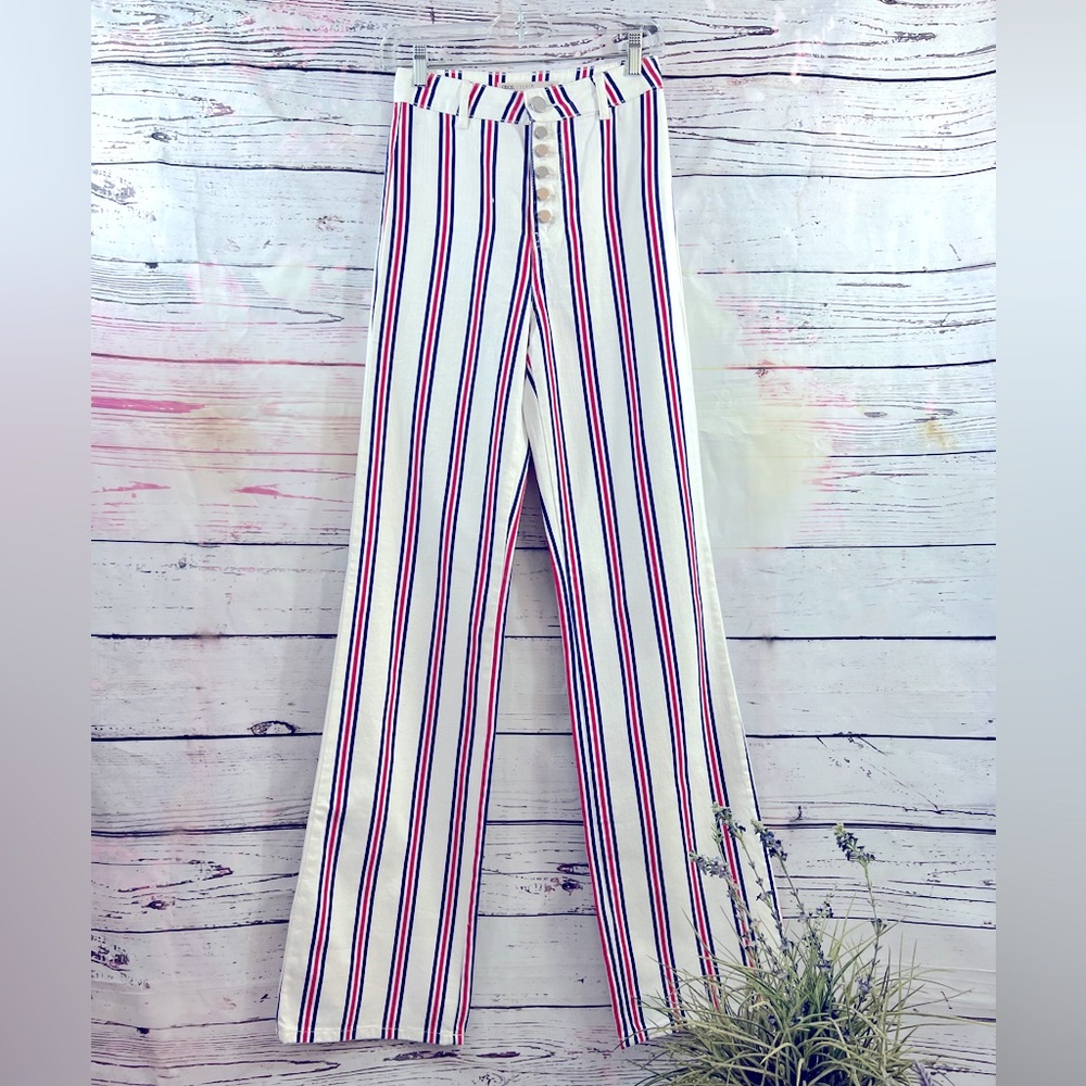 ASOS Design Tall Full Length Wide Straight Leg Striped Jeans Size 26x36